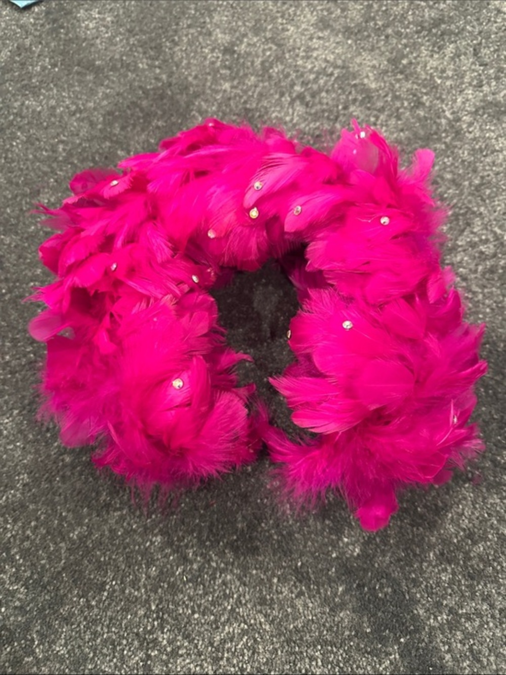 Hot Pink Feather Hair Accessory with Rhinestone Accents Feather Headband Hat